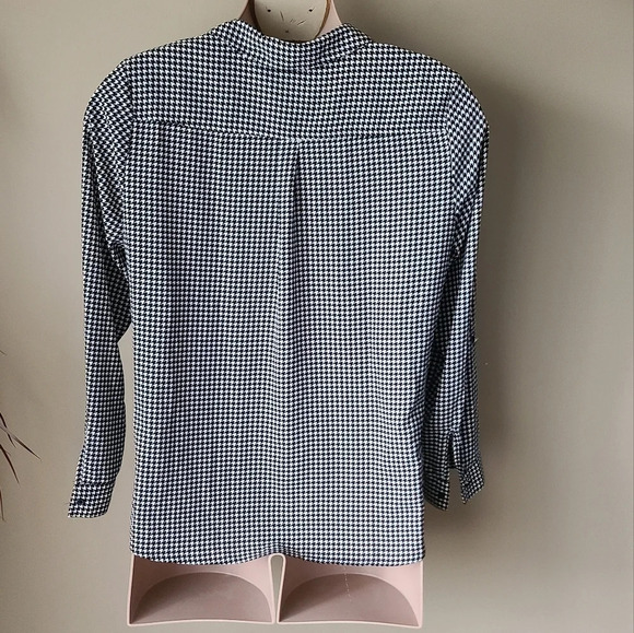 Apt.9 blouse sz.XL Black/White Houndstooth print polyester - Picture 4 of 11